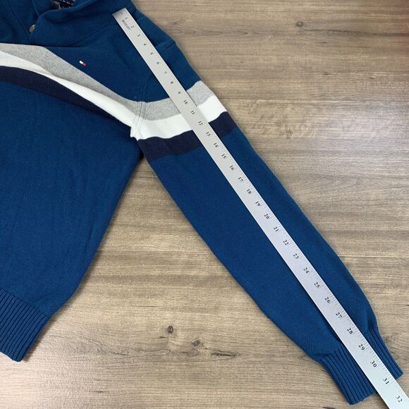 Mens Tommy Hilfiger Sweater XL Cotton Blue Collared Heavy Pullover Long Sleeve - Picture 5 of 11